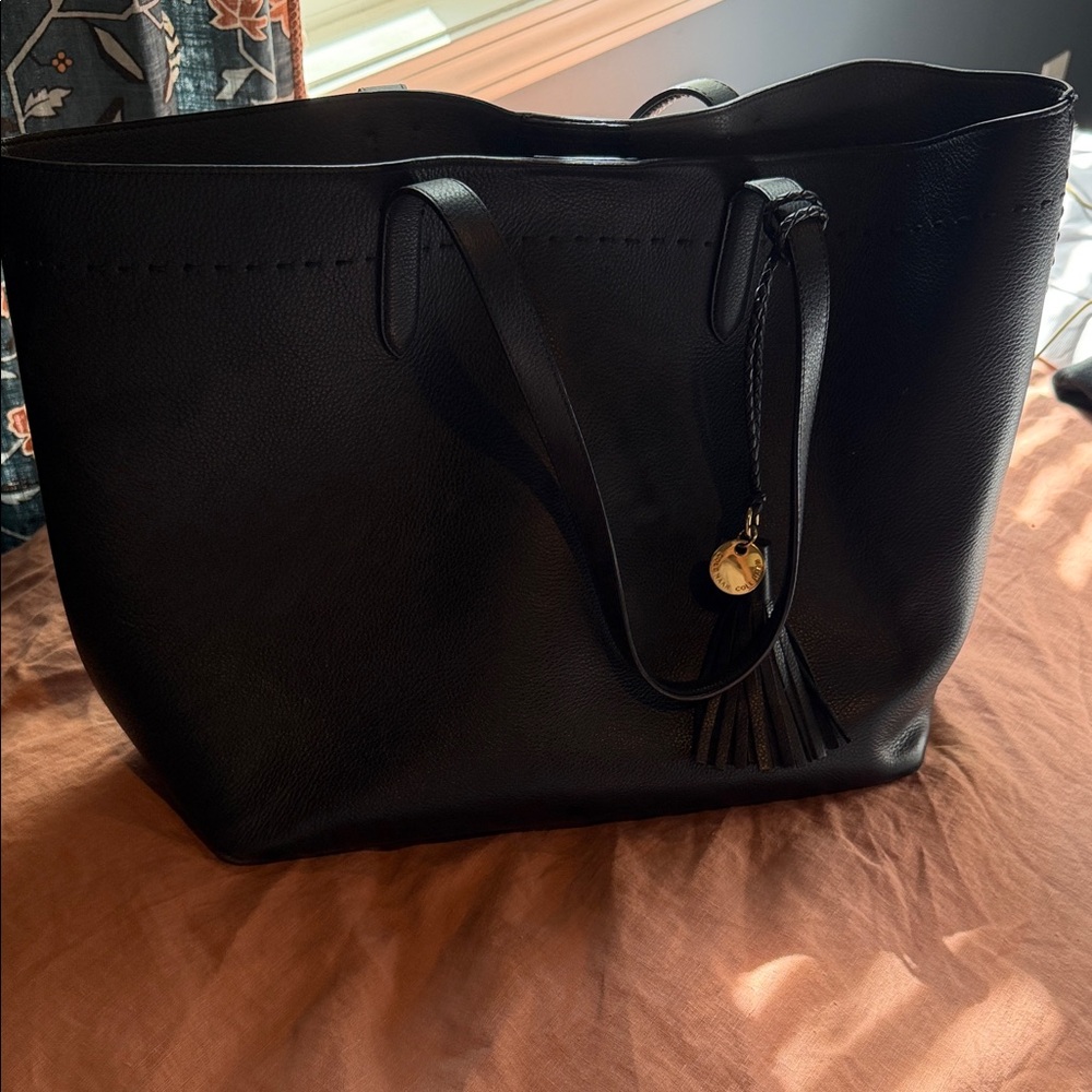 Black Leather Cole Han tote